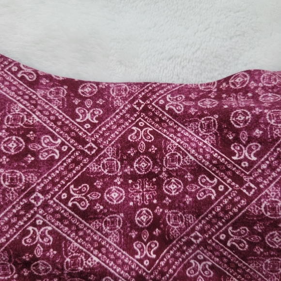 Lucky Brand Maroon/Red/White Patterned Mesh Detailing Square Neck Bra Size L - Picture 5 of 5